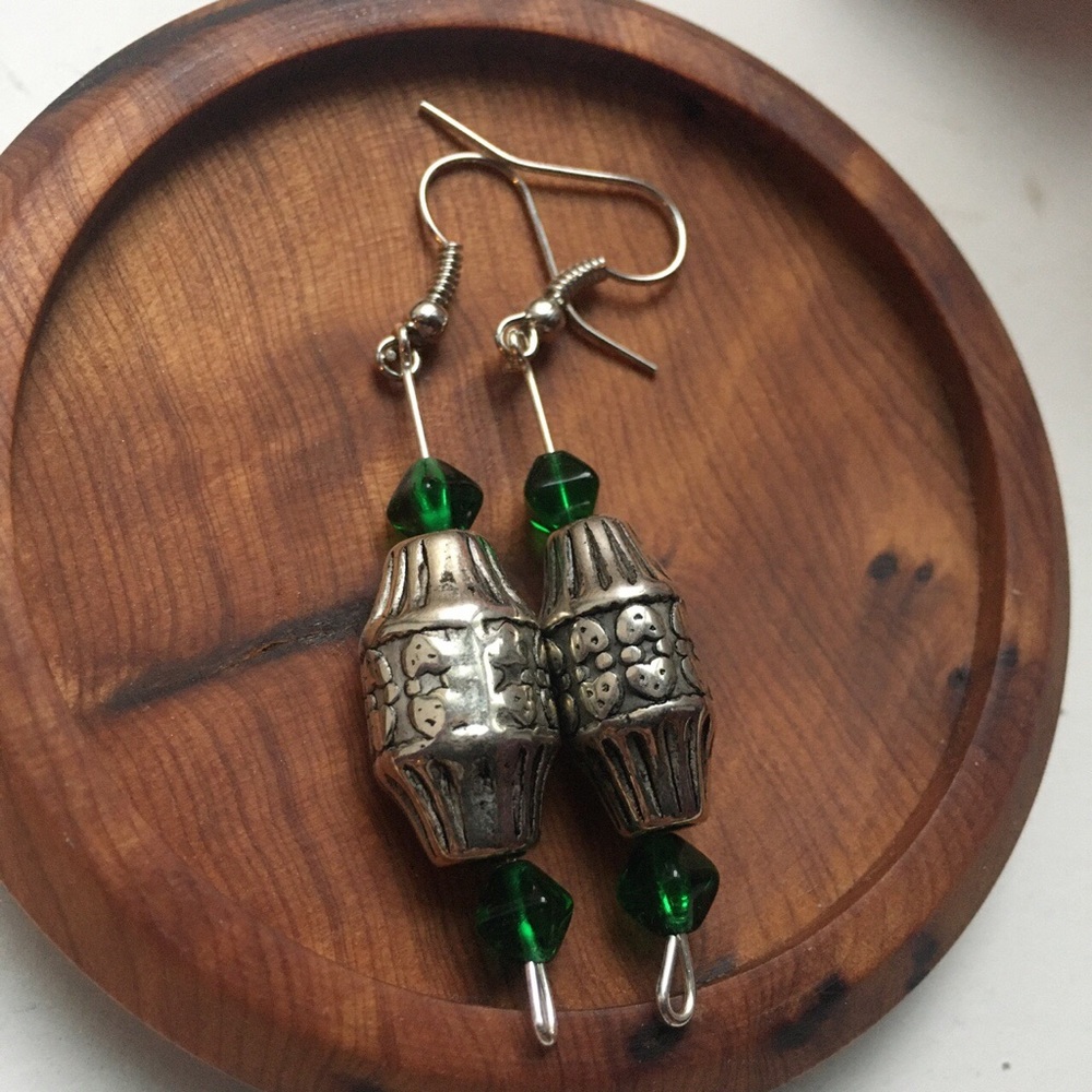 Silver Beaded Earrings